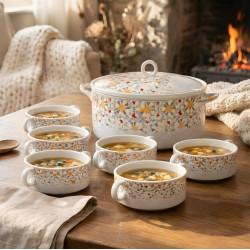 Porcelain Pot & Bowl Set 6 Pcs